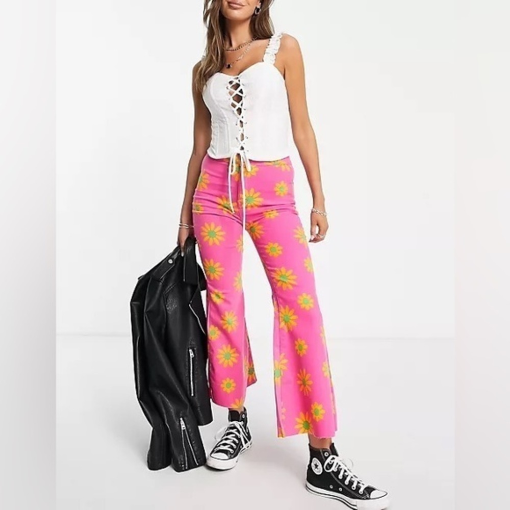 Free People Pink Floral Flare Pants - Picture 5 of 5
